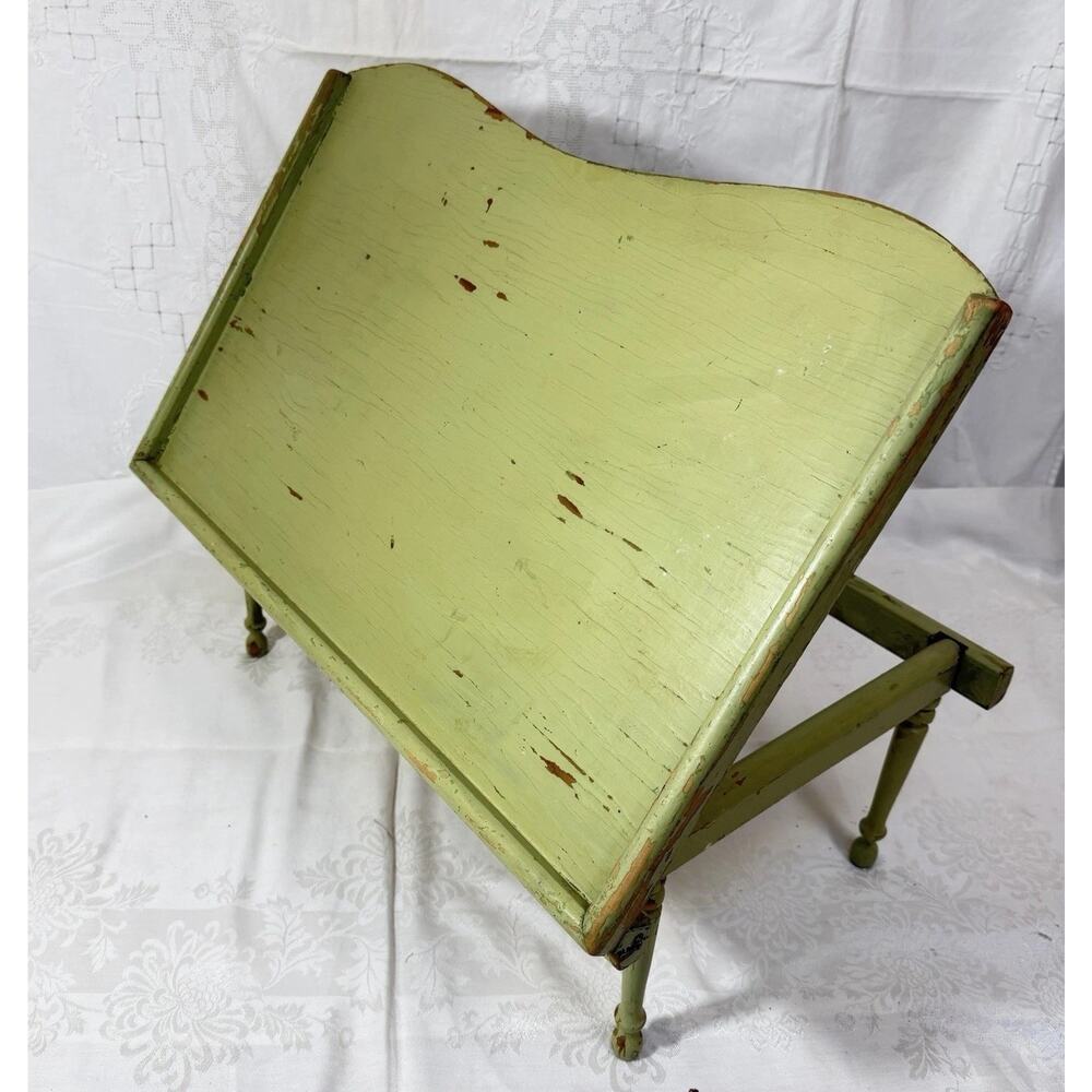 Vtg 1940s Adjustable Tilting Wooden TV Tray Breakfast Lap Tray Work Easel